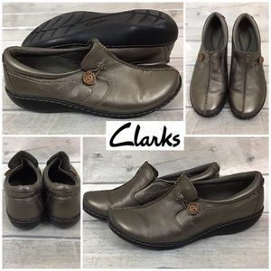 CLARKS Bronze Metallic Comfort Shoes 8M PRISTINE.
